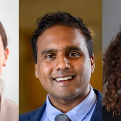 Image of three people smiling. One man and two women.